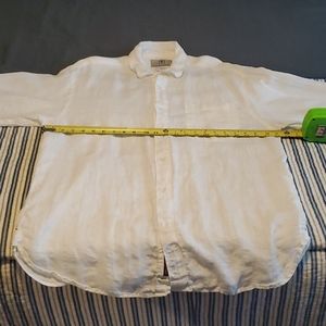 Men's XL 100% linen white patterned long sleeve sh